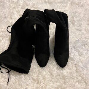 Knee-High Suede Heeled Boots
